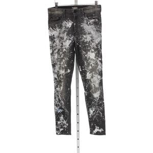 Mother Womens Skinny Jeans Black Paint Splatter Midrise Cotton Blend Size 27